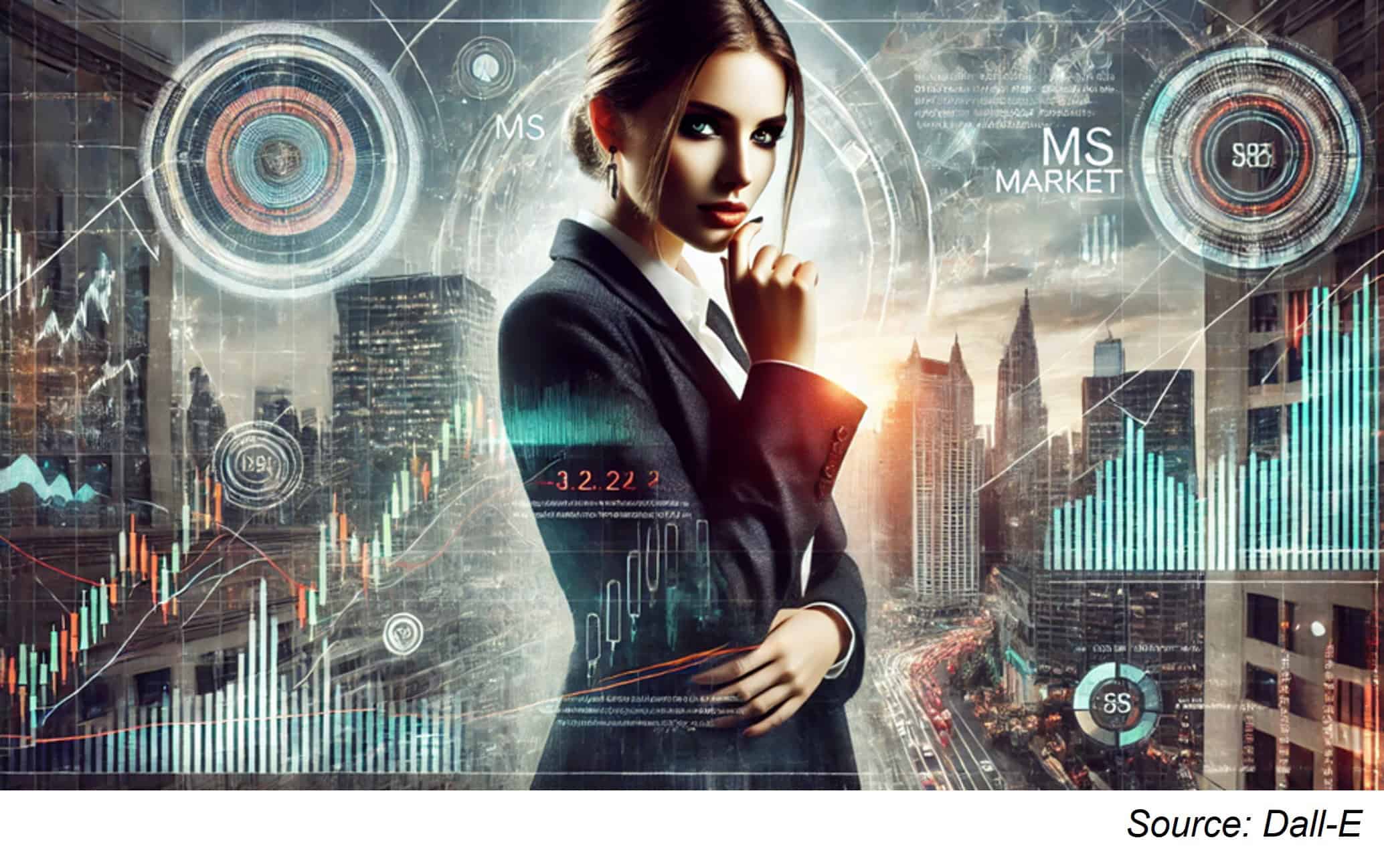 AI's image of Ms Market. A hard-to-get, often misunderstood lady offering the ultimate test in brutal honesty.