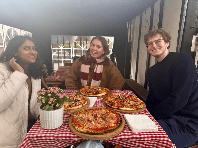 Placement students scoring lunch for their spreadsheet